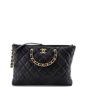 Chanel Medium CC Chain Handle Shopping Tote Quilted Caviar